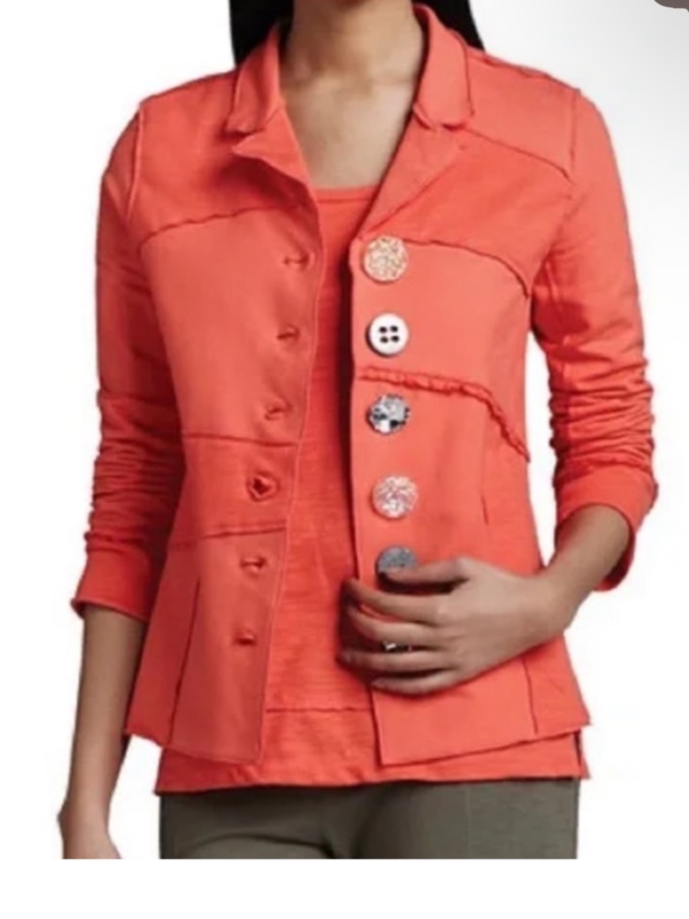 Neon Buddha Orange Blazer with Amazing Unique Buttons-on trend.